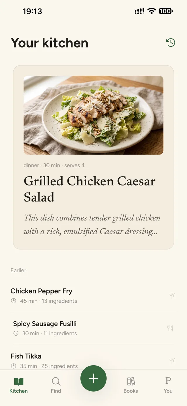 Your kitchen: latest recipe and earlier imports in one list